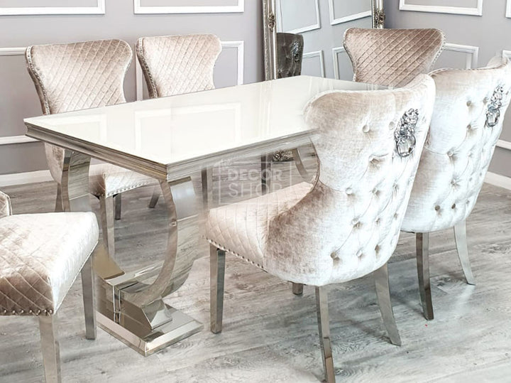 Marble and Glass Dining Table - Arriana