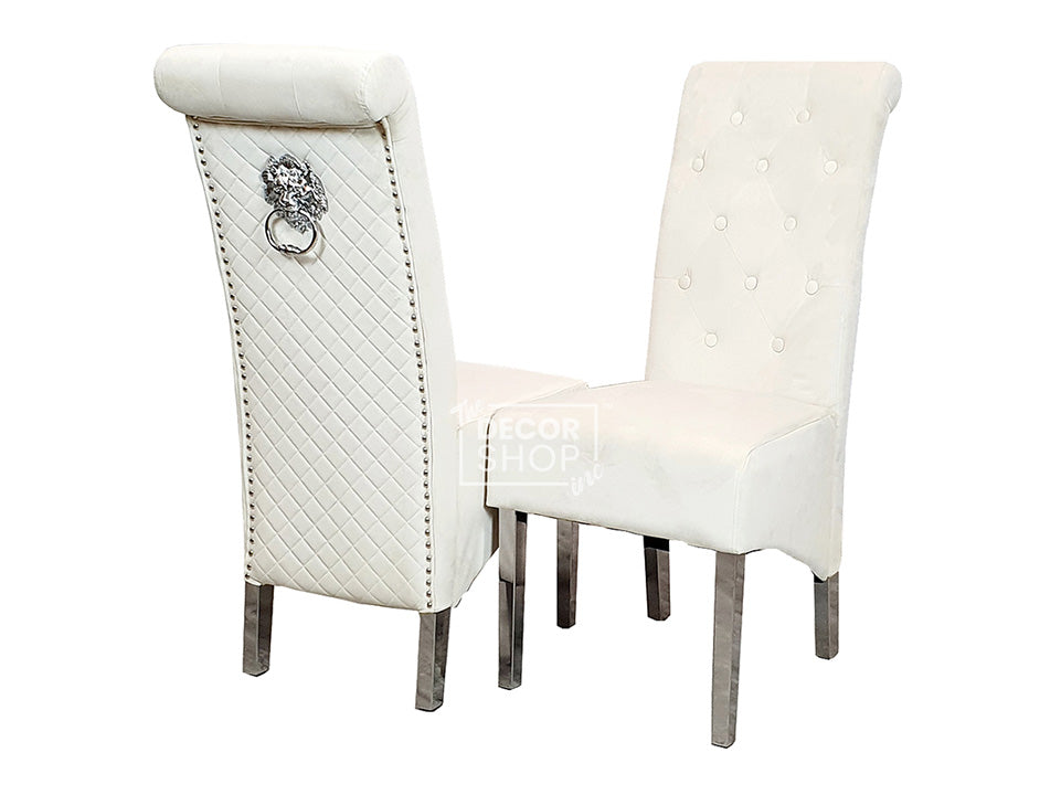 Velvet Dining Chair With High Back & Chrome Legs - Emma