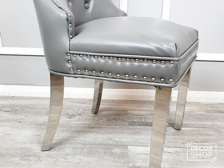 Leather Dining Chair with Chrome Legs - Mayfair