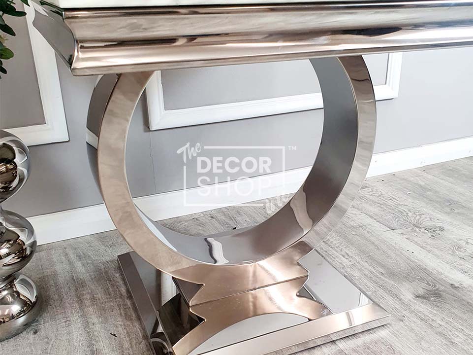 Small Square Lamp Table With Chrome Legs - Arriana
