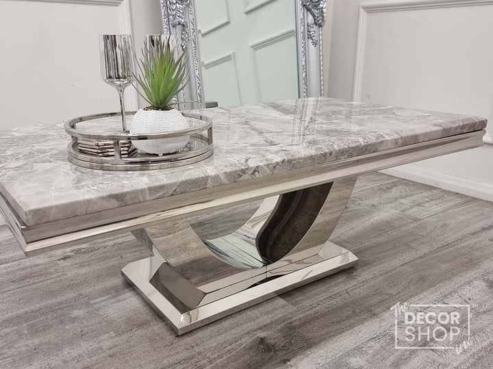 Marble / Glass Coffee Table With Chrome Legs - Arial
