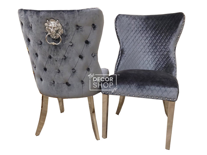 Buttoned Back Dining Chair With Lion Knocker - Chelsea