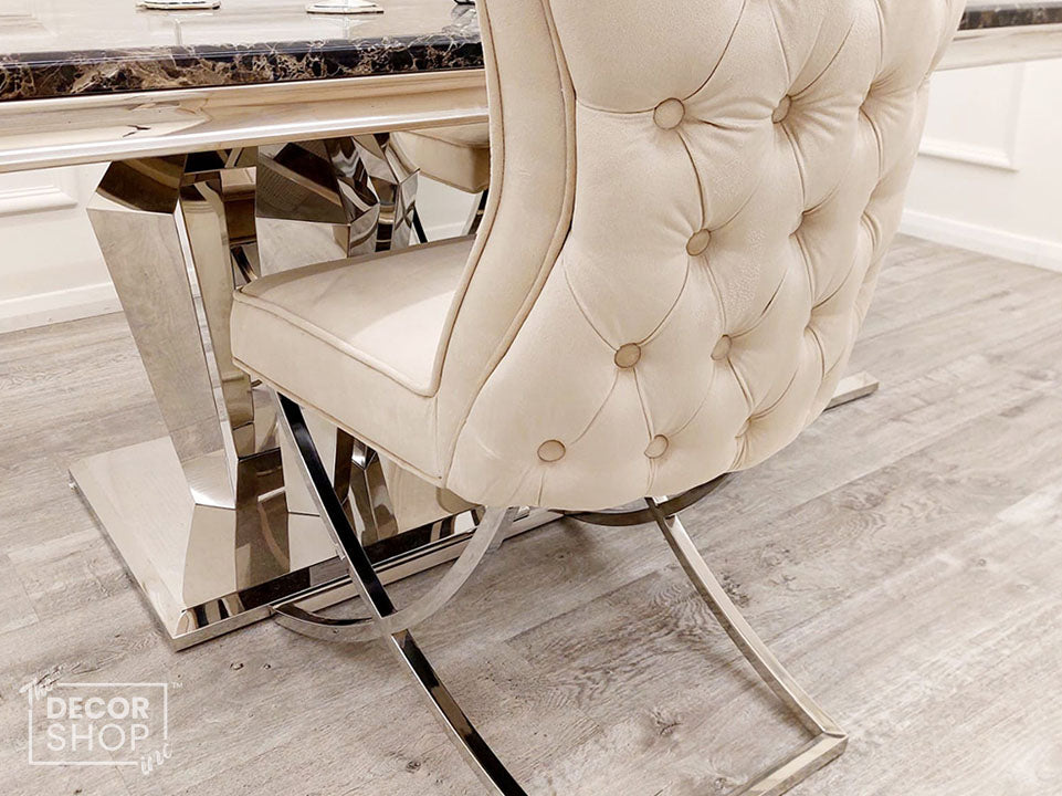 Buttoned Back Dining Chair with Chrome Legs - Sandhurst