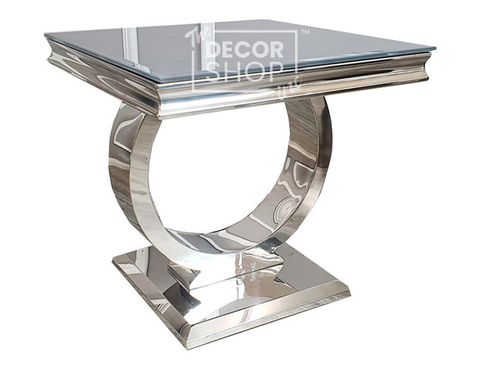 Small Square Lamp Table With Chrome Legs - Arriana