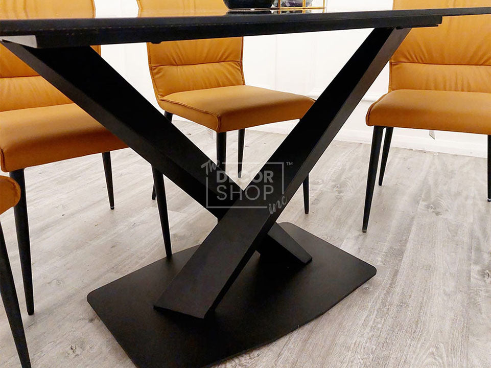 Black Sintered Stone Dining Table With Crossed Legs - Apollo