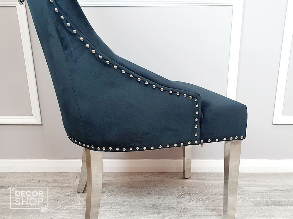 Velvet Dining Chair With Chrome Legs - Duke