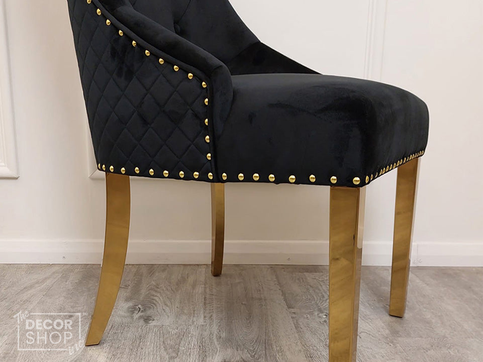 Bentley Velvet Dining Chair With Gold Legs