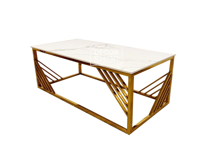 Azure Gold Coffee Table With Polar White Sintered Stone Top