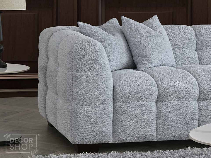 Corner Sofa In Light Grey Boucle Fabric - Tribeca