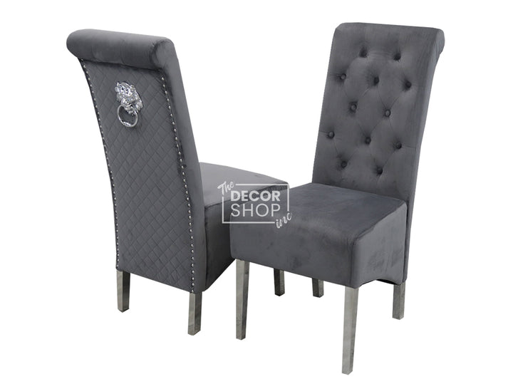 Velvet Dining Chair With High Back & Chrome Legs - Emma