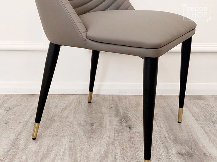 Leather Dining Chair with Gold Legs - Alba