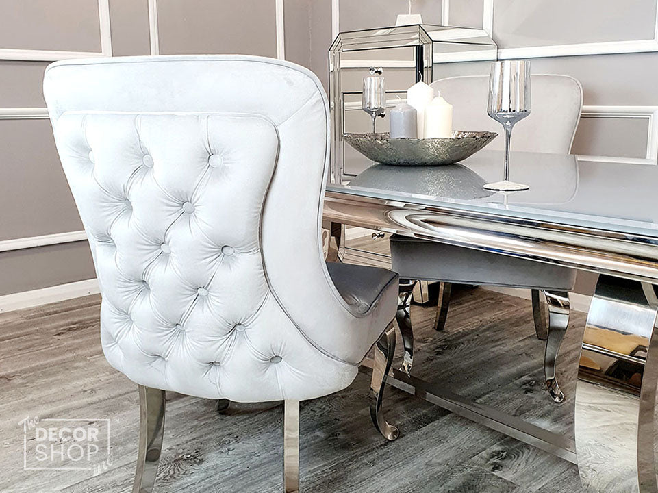 Buttoned Back Dining Chair with Chrome Legs - Sandhurst