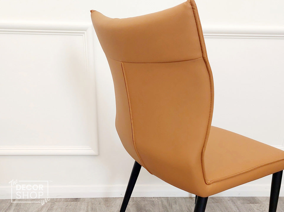 Leather Dining Chair With Black Legs - Flora