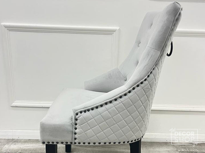 Bentley Light Grey Velvet Dining Chair Oak Legs