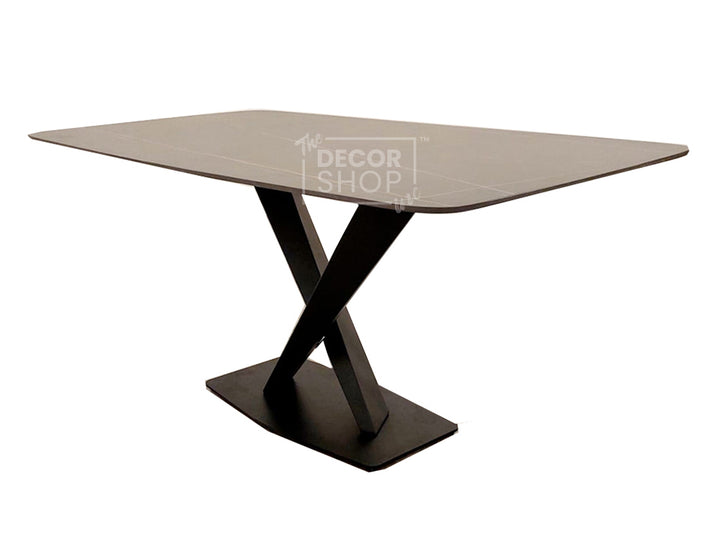 Black Sintered Stone Dining Table With Crossed Legs - Apollo