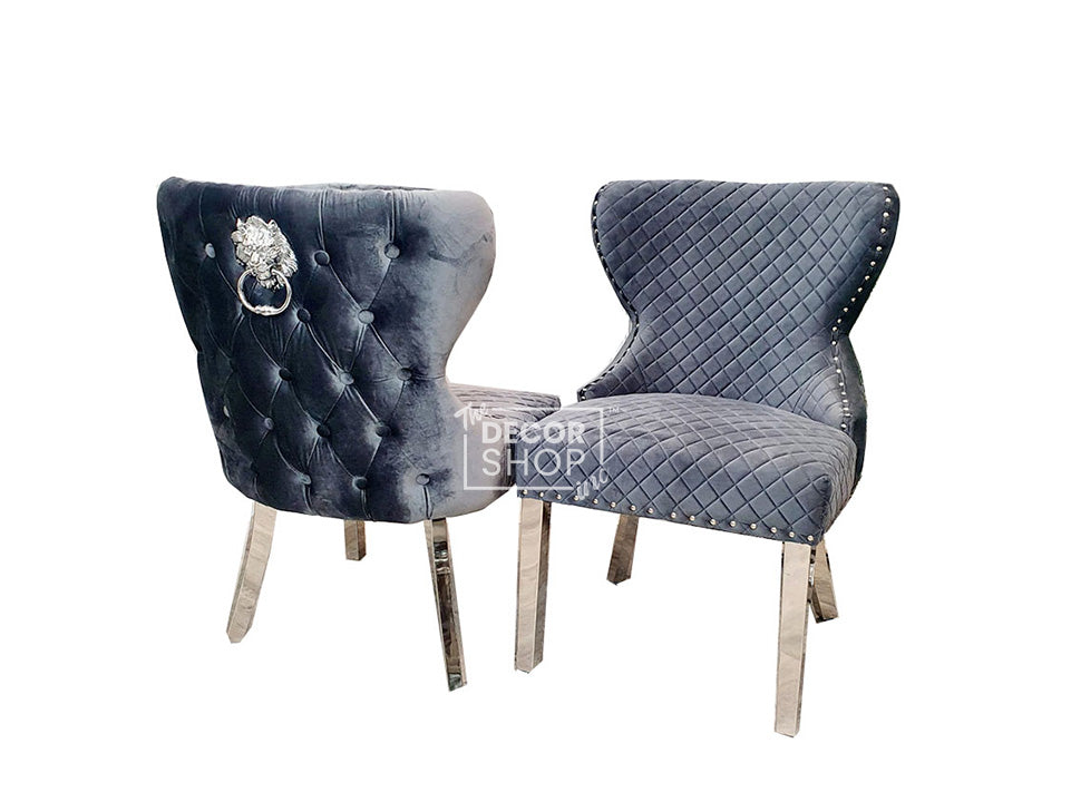 Buttoned Back Dining Chair With Lion Knocker - Chelsea