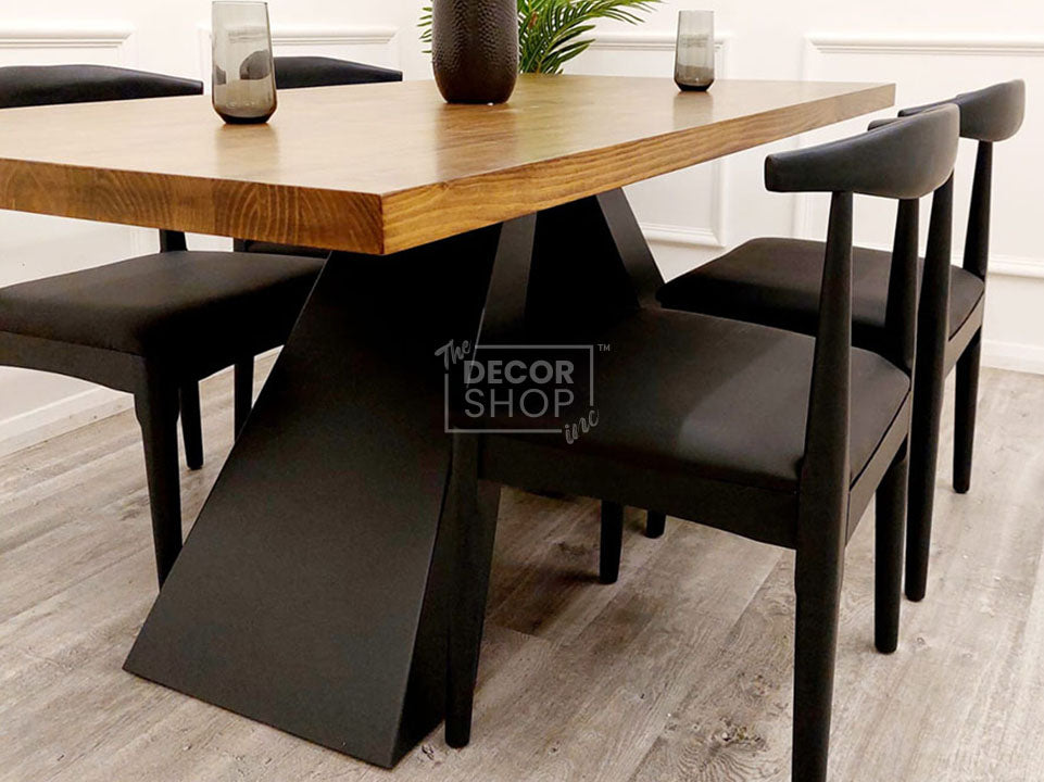 Axel Wood Dining Table With Black Pedestal Base