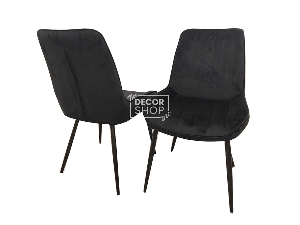 Black Velvet Dining Chairs With Black Metal Legs - Dido