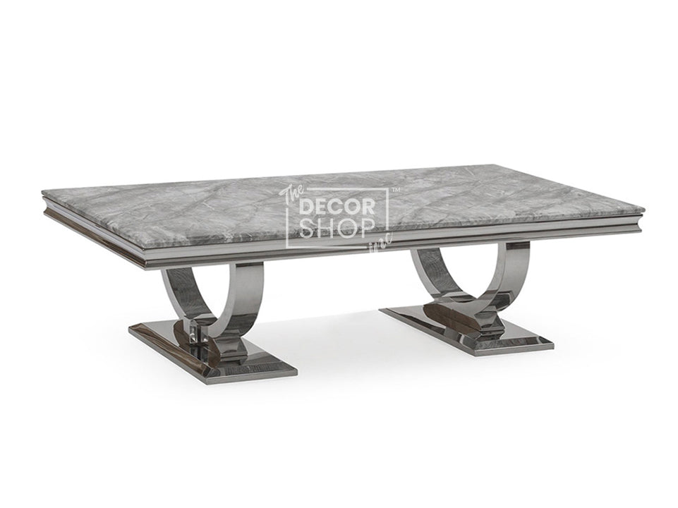 Marble / Glass Coffee Table With Chrome Legs - Arriana