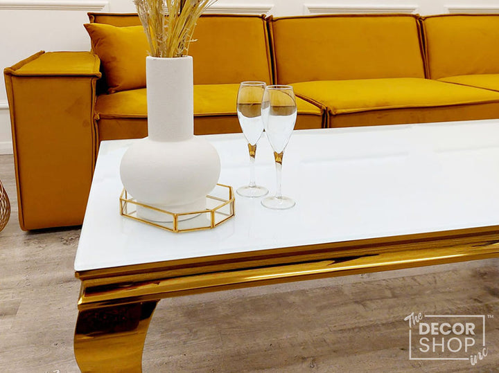 Gold Coffee Table with Chrome Legs - Louis