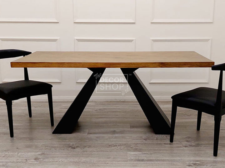 Axel Wood Dining Table With Black Pedestal Base