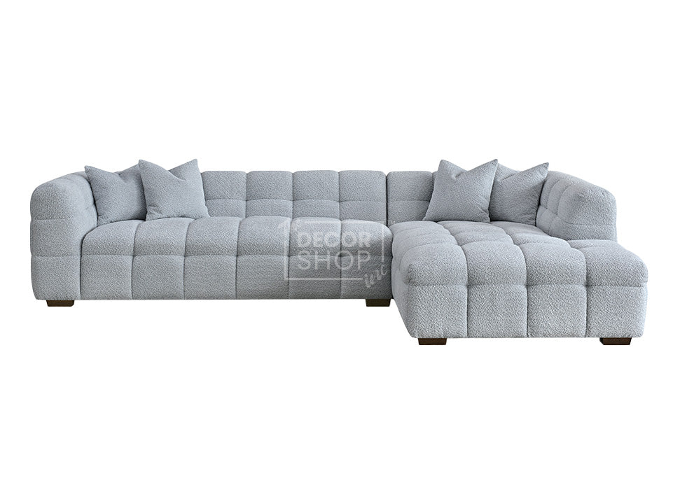 Corner Sofa In Light Grey Boucle Fabric - Tribeca