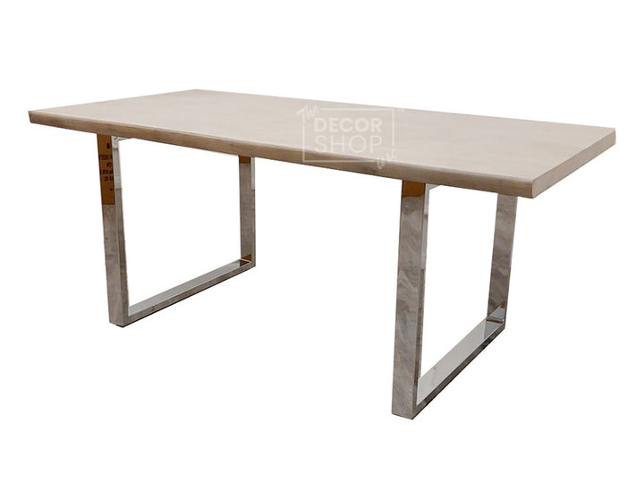 Light Pine Wood Dining Table With Chrome Legs - Freya