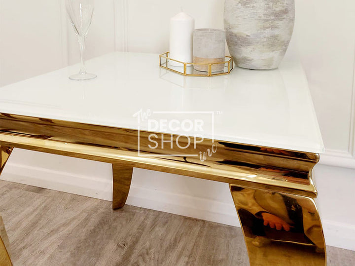 Gold Lamp Table with Chrome Legs - Louis