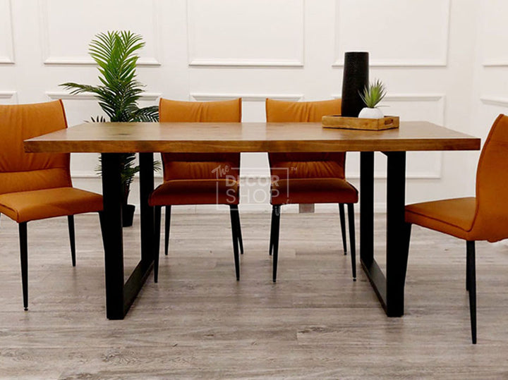 Wood Dining Table With Matt Black Metal Legs - Freya