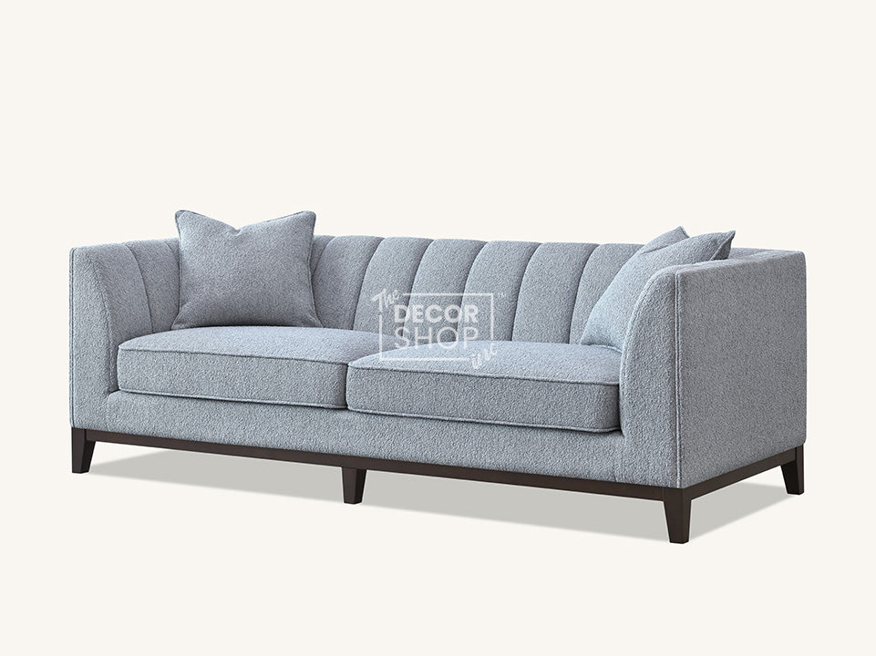 3 Seater Fabric Sofa in Blue Boucle - Cooper