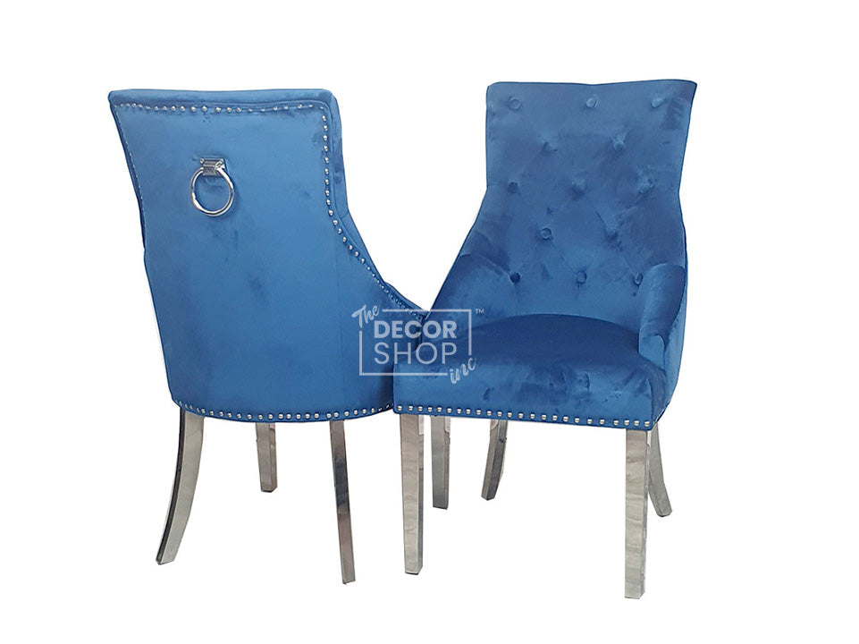 Velvet Dining Chair With Chrome Legs - Duke