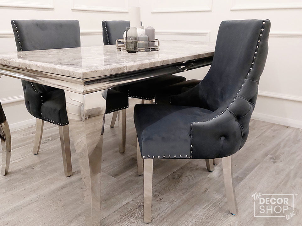 Velvet Dining Chair with Chrome Legs - Kensington