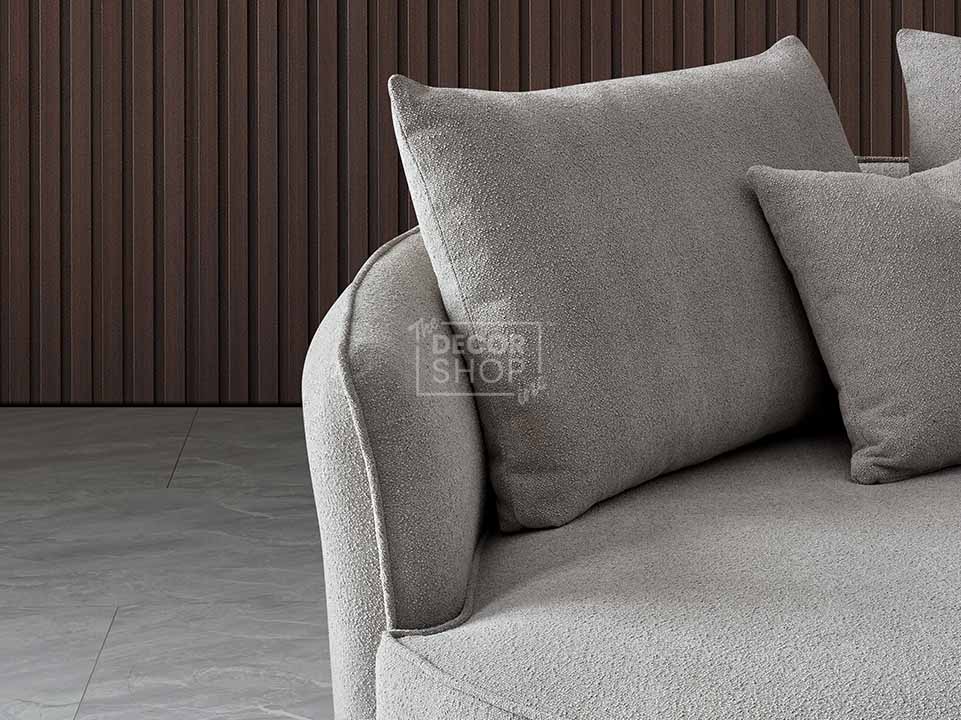 Corner Chaise In Light Grey Boucle Fabric - Rubin