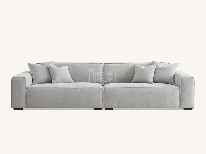 4 Seater Fabric Sofa With Chaise In Cream - Dacota