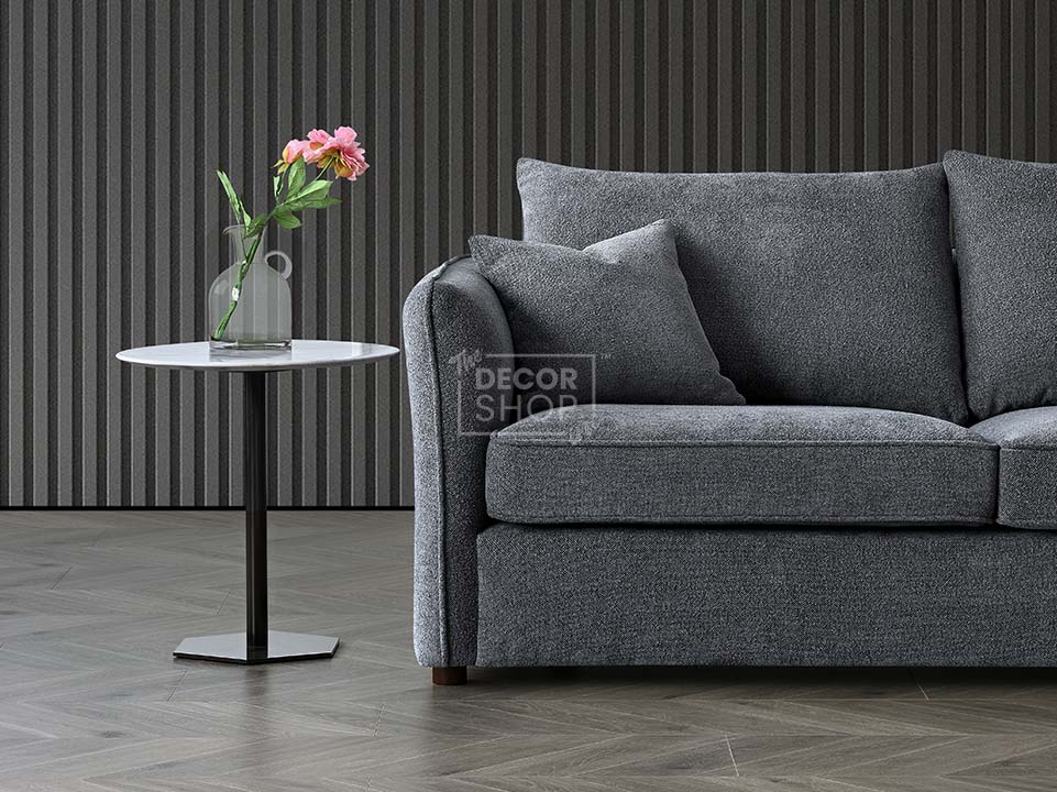 Fabric Corner Chaise In Dark Grey Boucle - Rubin