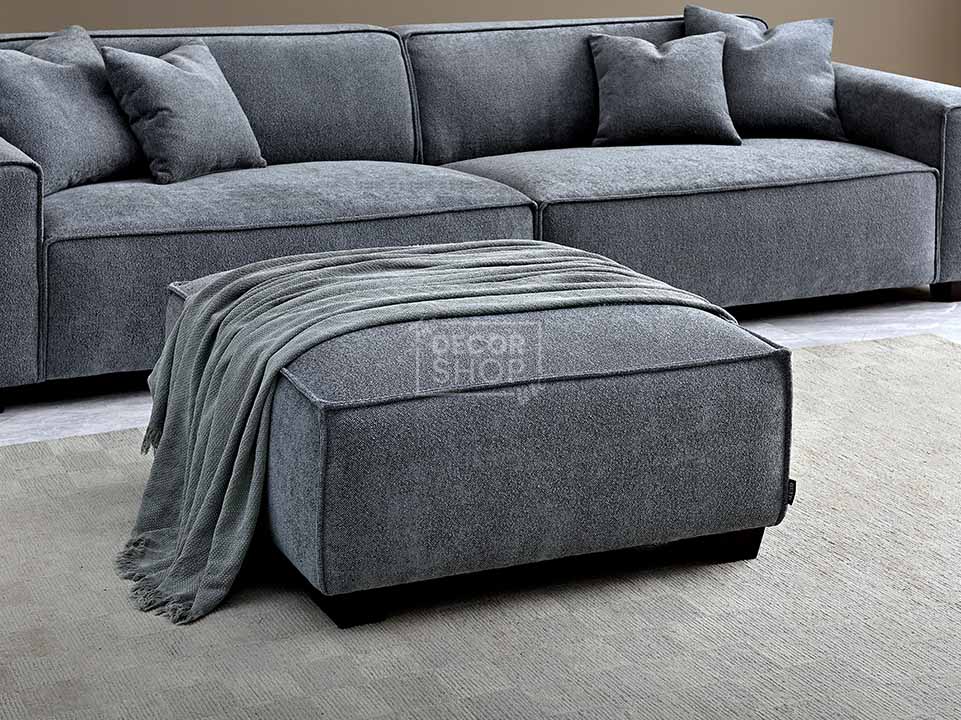 4 Seater Fabric Sofa With Chaise In Grey - Dacota