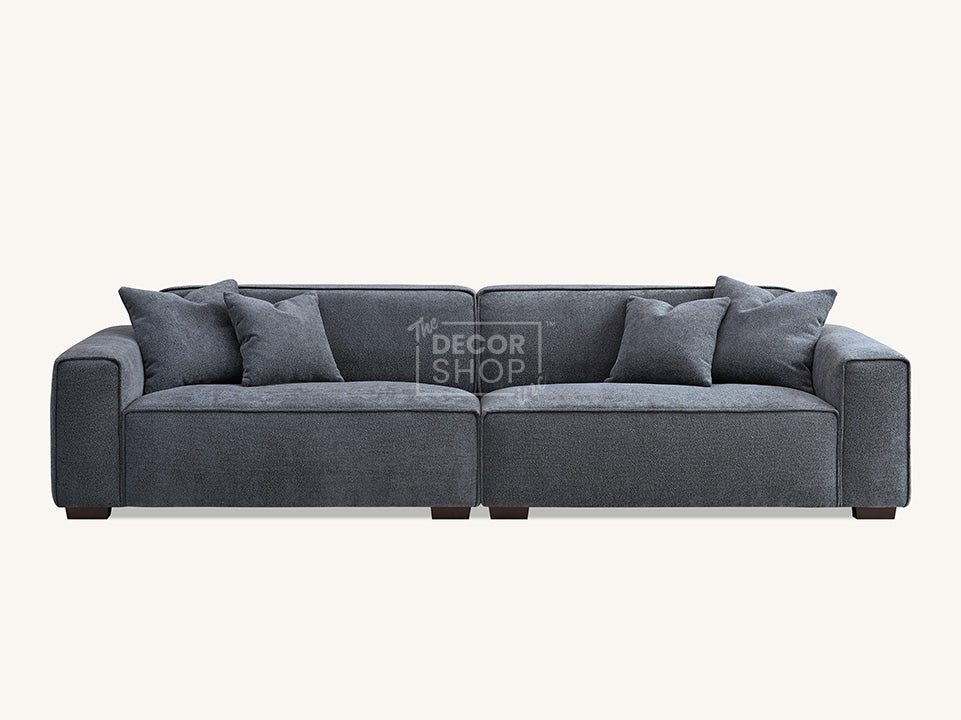 4 Seater Fabric Sofa With Chaise In Grey - Dacota