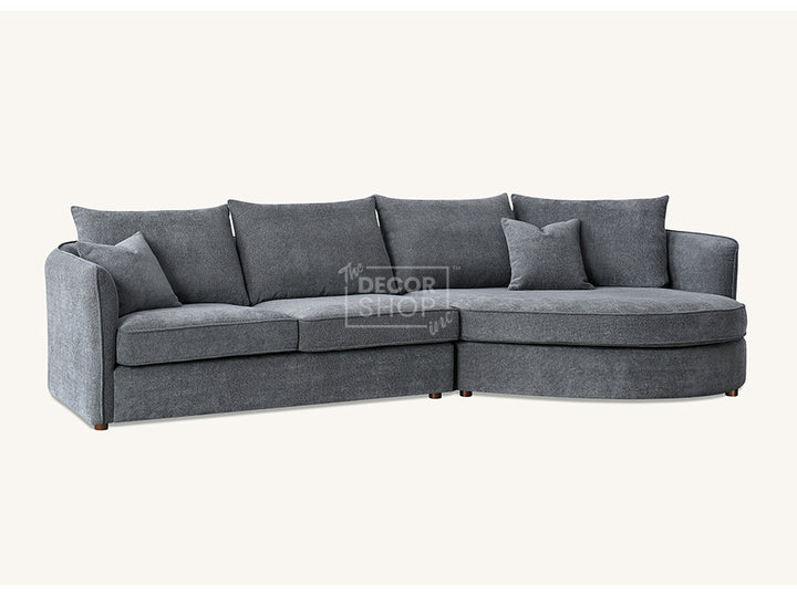 Fabric Corner Chaise In Dark Grey Boucle - Rubin