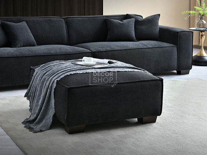 4 Seater Fabric Sofa With Chaise In Black - Dacota