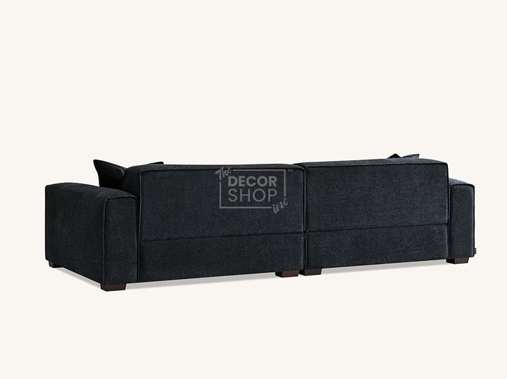 4 Seater Fabric Sofa With Chaise In Black - Dacota