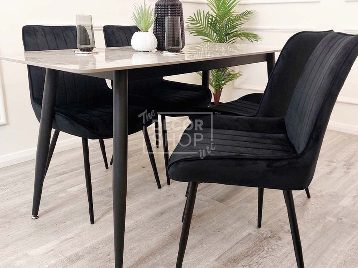 Black Dining Table With Sintered Stone Top - Titus