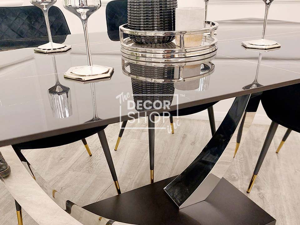 Glass Dining Table with Chrome Legs - Venus