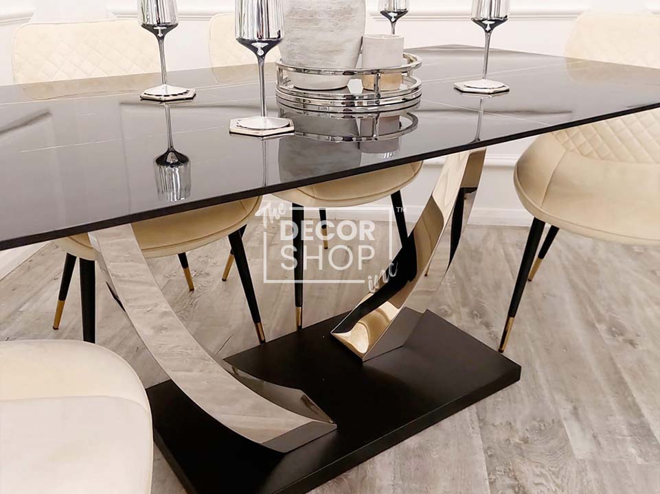 Glass Dining Table with Chrome Legs - Venus