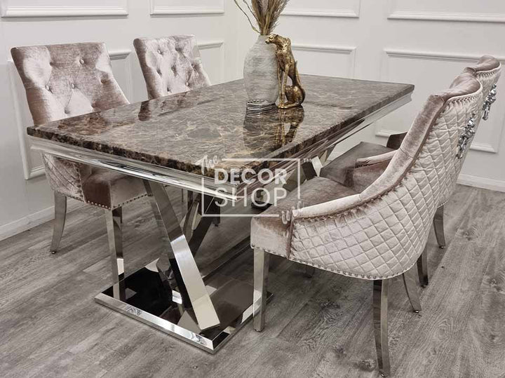 Marble Dining Table with Chrome Legs - Xavia