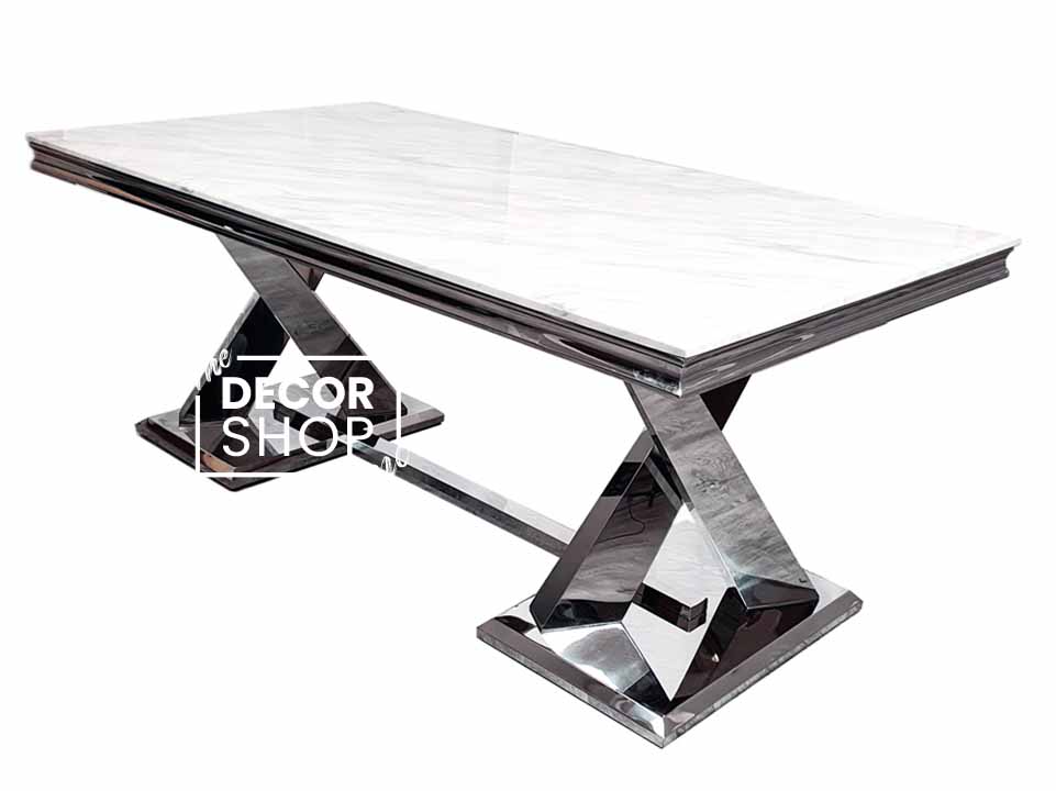 Marble Dining Table with Chrome Legs - Xavia