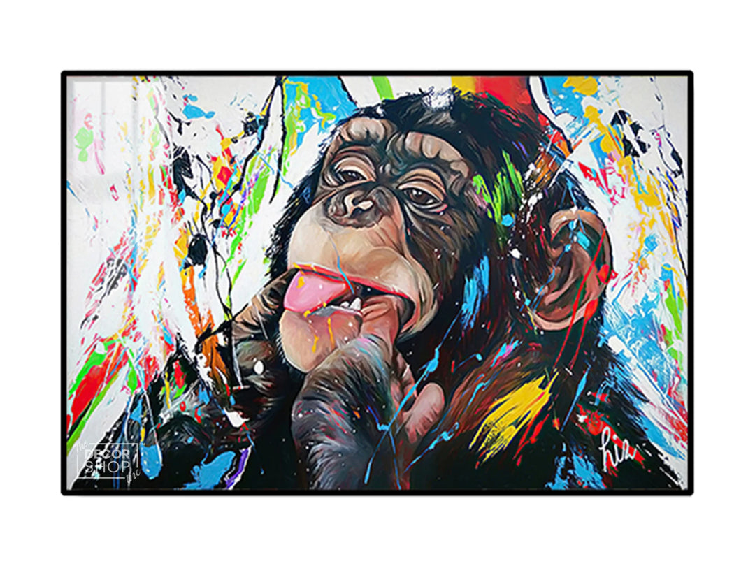 Expressive Monkey Face Painting Bringing Wildlife Charm to Your Wall Decor