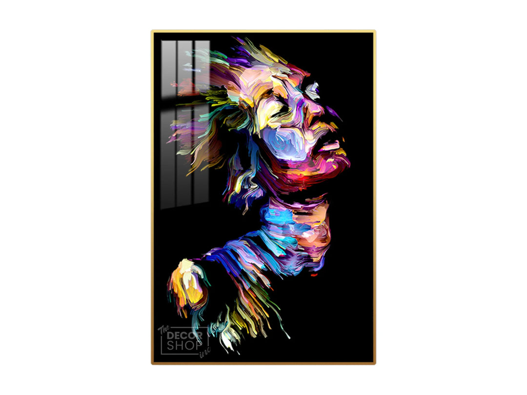 Colorful woman relaxed with her eyes closed wall art