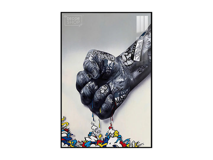 Contemporary Painting Featuring Bold Graffiti-Inspired Fist Artwork for Modern Interiors