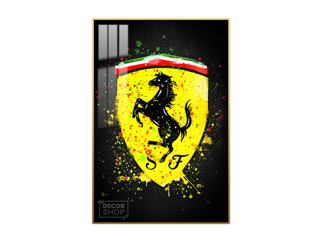 ferrari logo with black background wall art