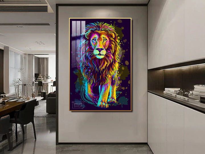 Vibrant Colorful Animal Paintings with lion face to Brighten Any Room